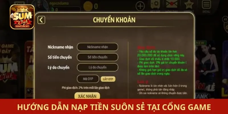 Nạp tiền SUMCLUB Hướng dẫn nạp tiền suôn sẻ tại cổng game